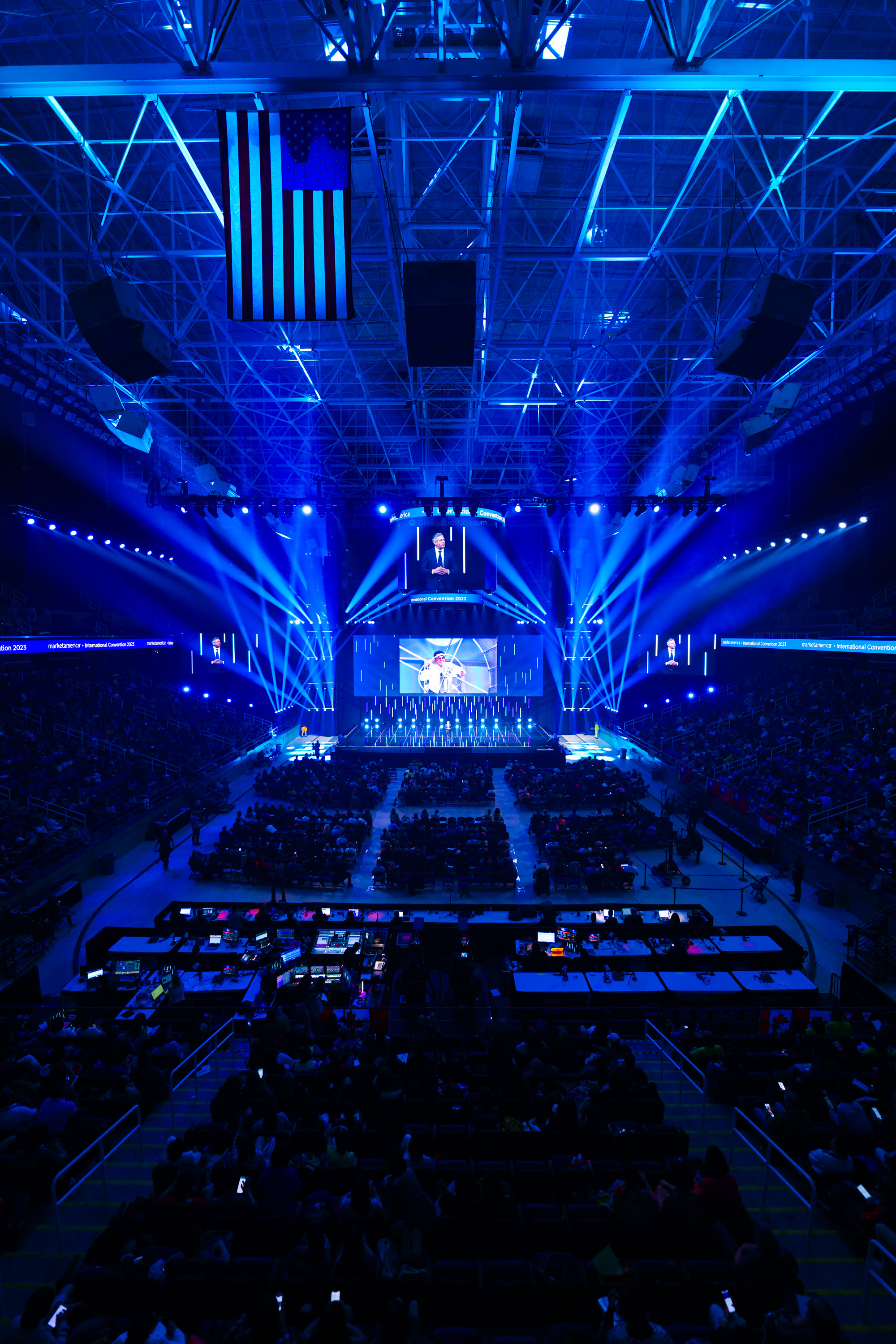 Product launch presentation with audience
